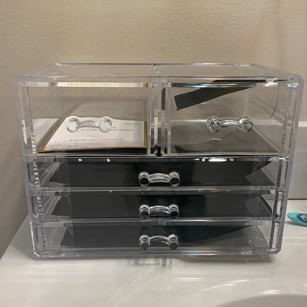 Olivia Rose Tal Clear Acrylic Stackable 5-Drawer Vanity Organizer NWOT